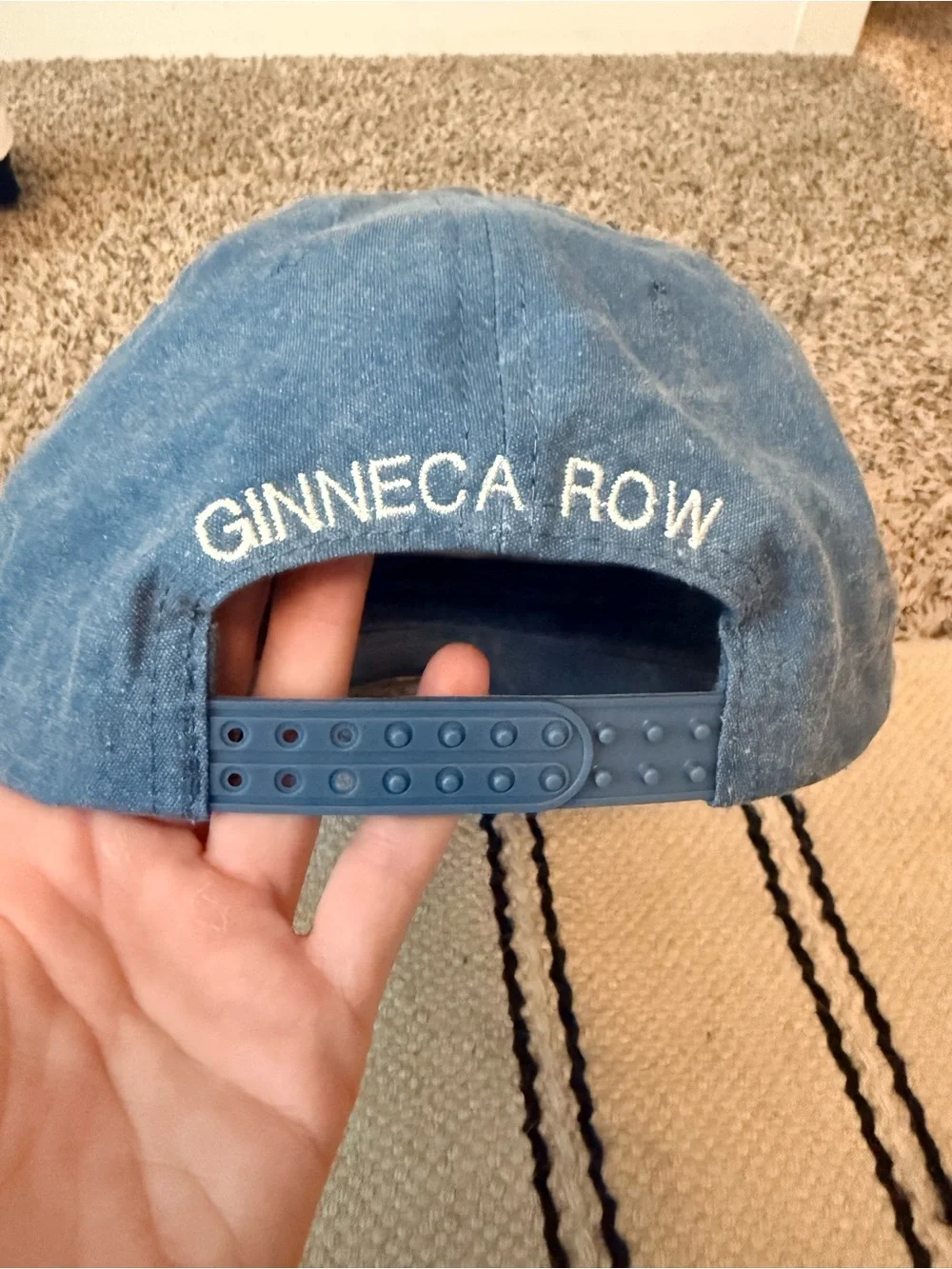 Lucky You Blue Denim Baseball Cap with Braided Trim
